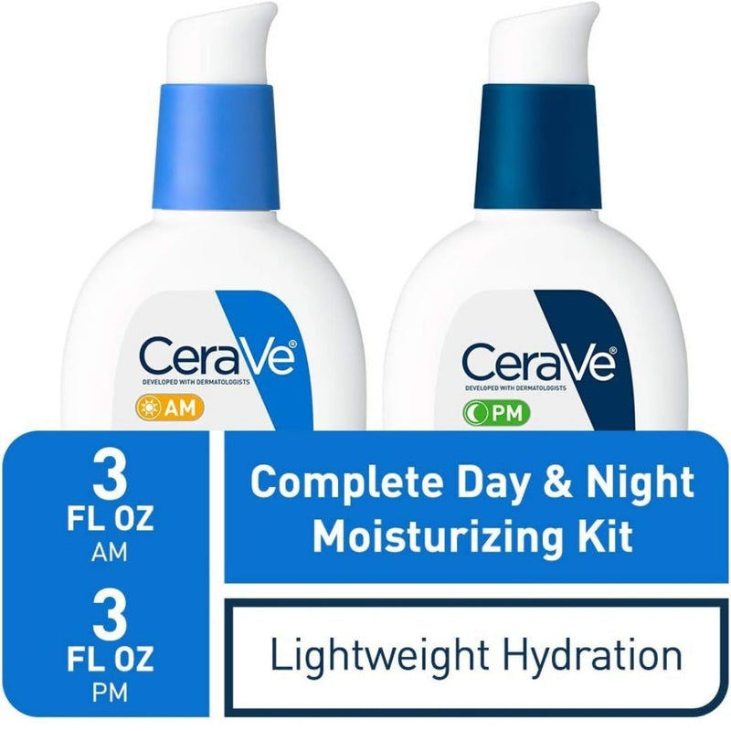 CeraVe Facial Moisturizing Lotion 3 Fl Oz (Pack of 2) AM/PM Bundle